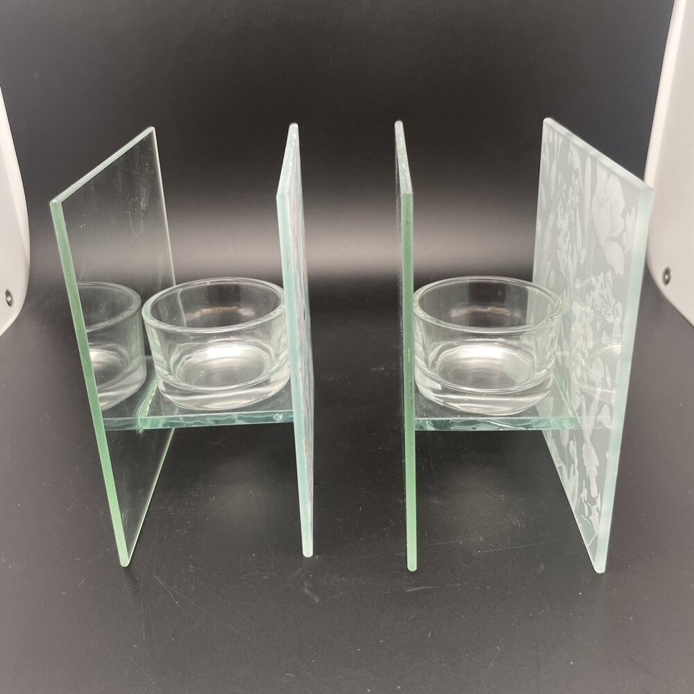 2-Set Glass tea light Holders with Hummingbirds Roses flowers Water Color design - Picture 3 of 7